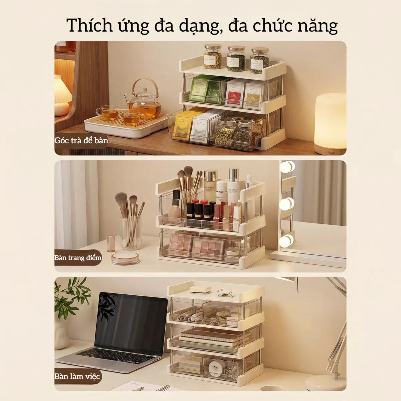 Kệ Đựng Đồ Đa Năng Nhiều Tầng Có Ngăn Kéo – Tối Giản, Dung Tích Lớn, Sắp Xếp Bàn Học & Đồ Chơi Phòng Trẻ Gọn Gàng