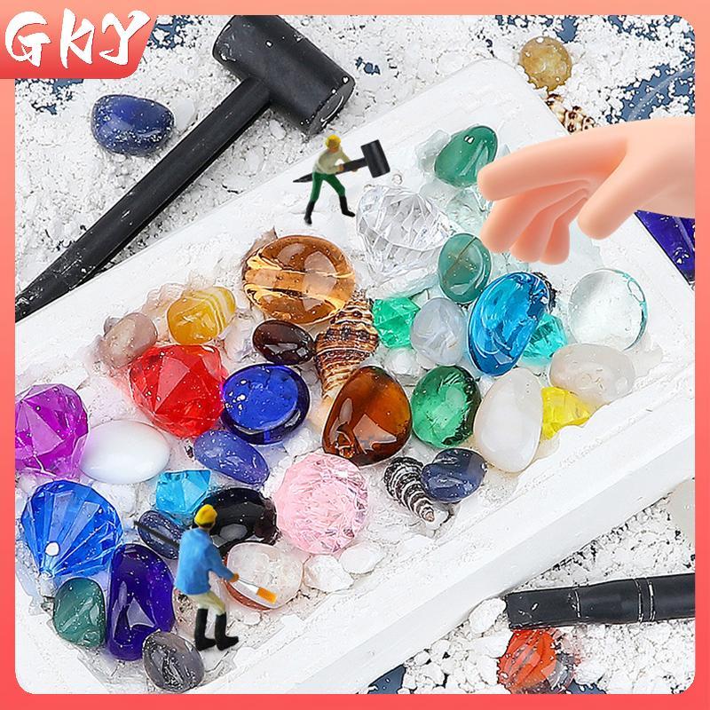 GKY 1 Bộ Đào Đá Quý Cho Kho Báu Khủng Long Hóa Thạch Khai Thác Kho Báu Hộp Mù Trẻ Em Khảo Cổ Học Khai quật Đồ Chơi GKY
