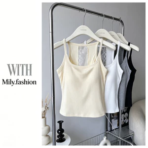 Milyfashion Pure Desire Với Miếng Lót Ngực Ren Mặt Sau Đẹp Sling Nhiều Màu Tùy Chọn Slim-Fit Ribbed Không Tay