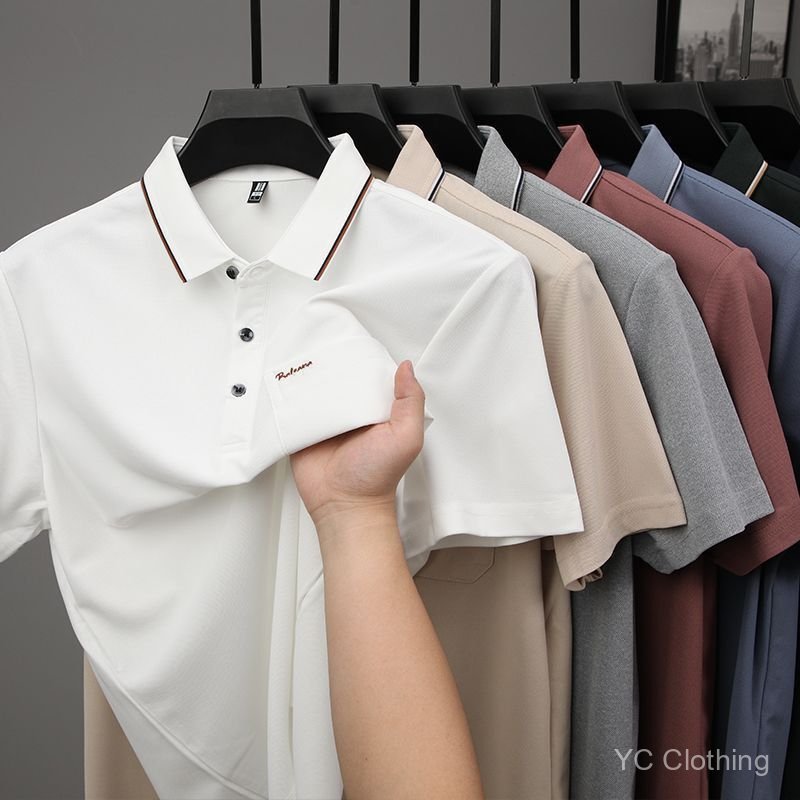 Áo thun nam polo cổ tròn mùa hè, có túi, phù hợp công sở