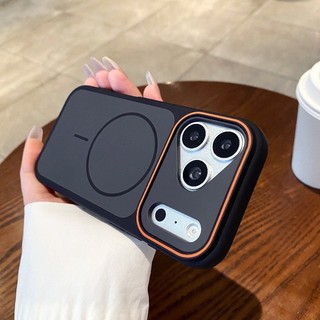 Ốp Điện Thoại Sang Trọng Cửa Sổ Lớn Chặn Màu PC Mờ Ốp lưng iPhone 17 11 12 13 14 15 16 Pro Max Ốp Lưng Từ Tính