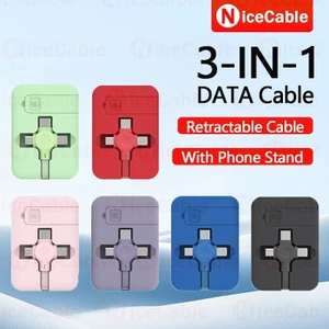 Cáp sạc 3 trong 1 di động có chân đế điện thoại Cáp sạc nhanh an toàn USB sang IOS Micro Type C Cáp dữ liệu sạc cho điện thoại Máy tính bảng, máy tính xách tay