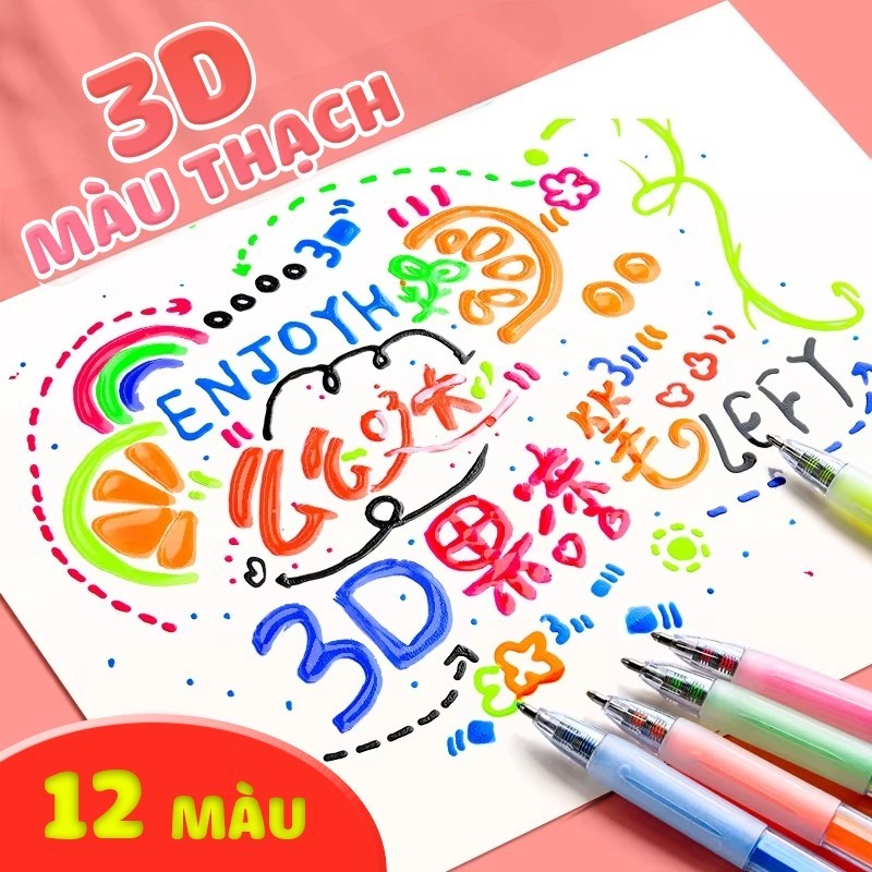Bộ 6 Bút Gel 3D Mềm Mại Dễ Chịu Bút Màu Đánh Dấu Và Cọ Vẽ Cho Bé Tập Vẽ