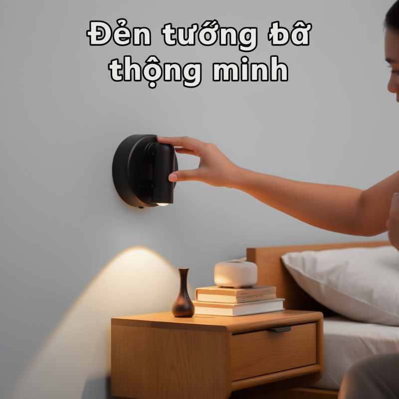 đèn đọc sách đèn tường LED, Sạc Type-C, cảm ứng hồng ngoại 3 màu sáng xoay đa góc lắp nam châm