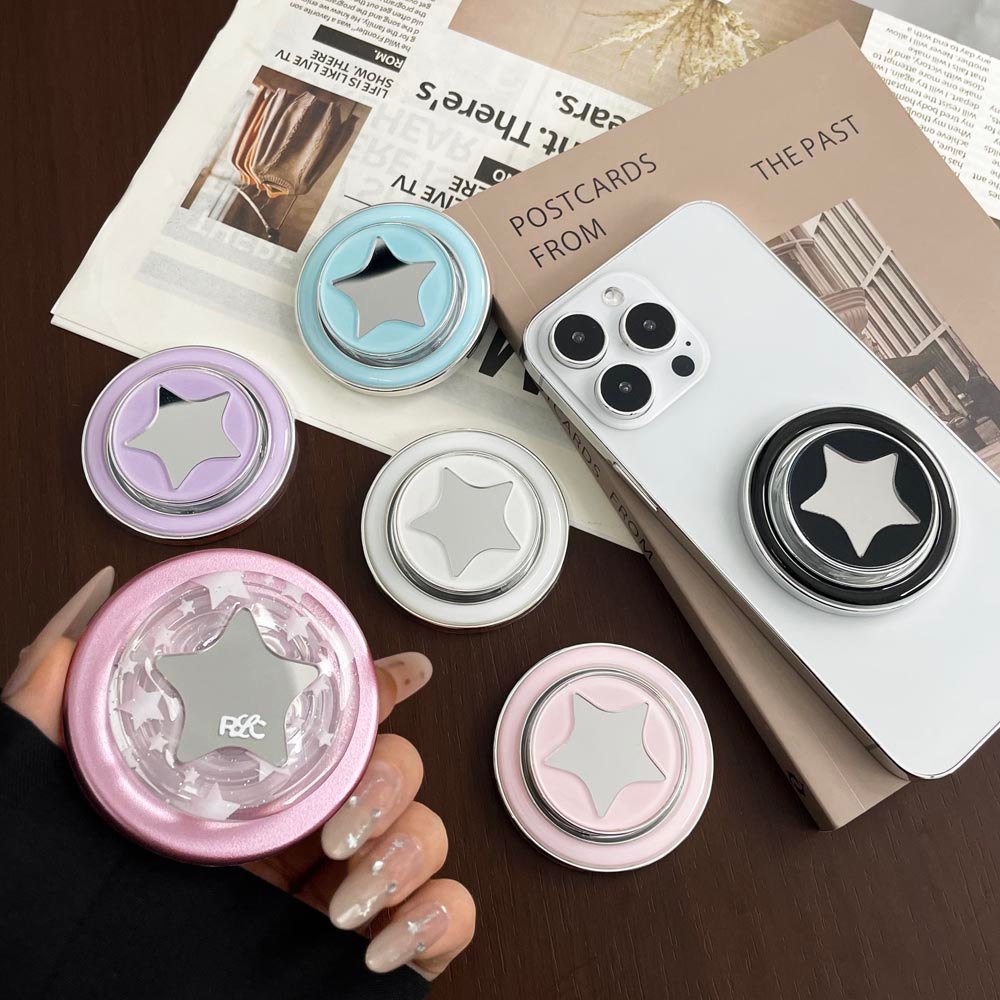 Popsocket Mirror Star Pattern Magnet Giá đỡ điện thoại có thể gập lại cho điện thoại nam châm