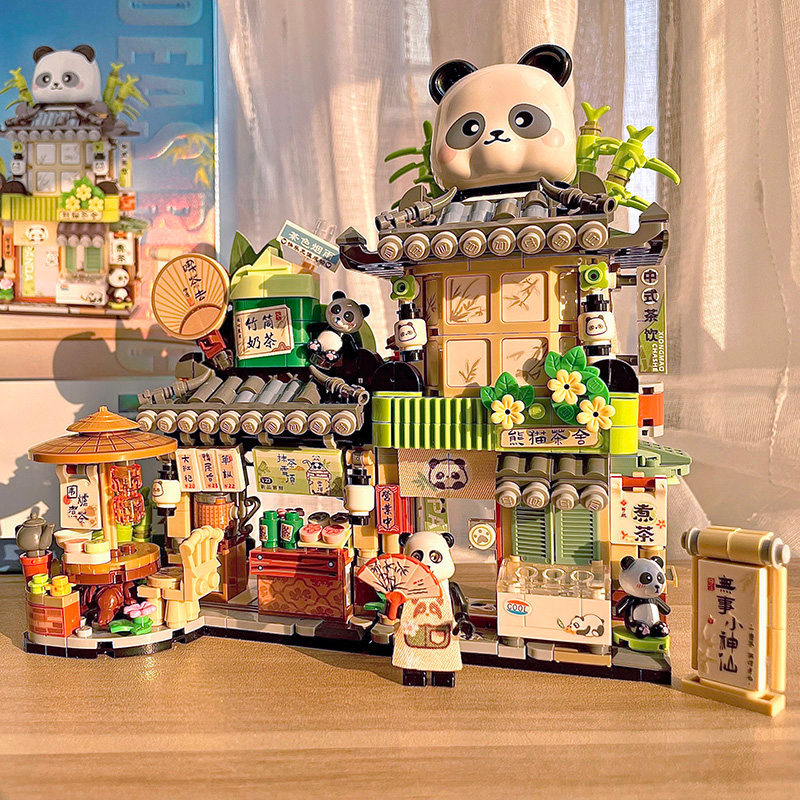 LOZ Khối Xây Dựng Panda Tea House Có Thể Gập Lại Nhìn Phố Hạt Nhỏ Lắp ...