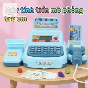 Trẻ em Máy tính tiền Đồ chơi Siêu thị Giả vờ Chơi Máy tính LCD Máy quét Khe cắm tiền Bộ học tập