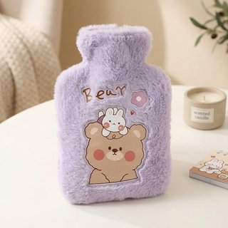 Bình Nước Nóng Lông Thỏ Bao Nhiệt Gói Kinh Nguyệt Giảm Đau Hoạt Hình Dễ Thương 500Ml 750Ml