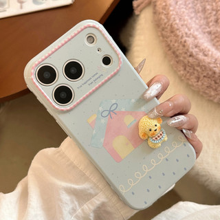 Hàn Quốc Hoạt Hình Dễ Thương 3D Puppy House Tình Yêu Khung Trái Tim Ốp Lưng Điện Thoại iPhone 17Promax 12 13 14 15 16 Pro Max Chống Sốc Silicon Mềm Nữ Điện Thoại Di Động