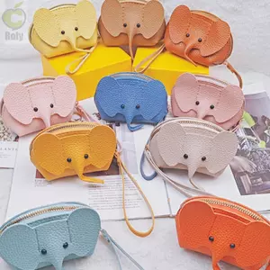 Túi voi ROLY, Ví đựng tiền xu cổ điển màu trơn, Bộ ly hợp dây kéo có khóa kéo PU đa năng với túi lưu trữ thay đổi rời Lưu trữ mặt dây chuyền