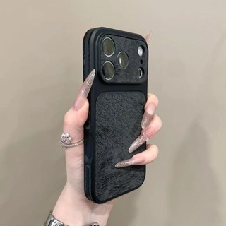 Ốp điện thoại di động bằng sợi lông vũ cỡ lớn sang trọng cho iPhone17 16 15 14 13 Pro Max bảo vệ camera chống sốc chống rơi mặt sau cứng