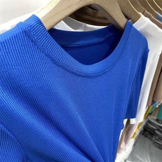 [Tùy chọn nhiều màu] Áo thun mặt nạ màu trơn cao cấp dành cho nữ tay ngắn mùa hè Slim-Fit Slimmer Look Bottoming Shirt Top e