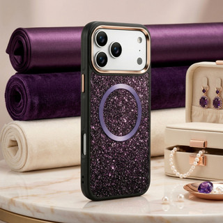 Ốp điện thoại kinh doanh từ tính túi khí lấp lánh thời trang sang trọng cho iPhone 17 16 15 14 13 Pro Max Bìa cứng