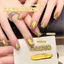 Năm Mới Fortune Golden Cat 's Eye Sequins Sơn Móng Tay Keo 2025 Phổ Biến Trắng Nhấp Nháy Móng Tay Vàng