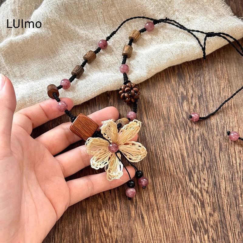 LUImo Phong Cách Dân Tộc Bồ Đề Hoa Nelace Cho Nữ Bé Gái Dài Dệt Hoa Áo Len Dây Chuyền Trang Sức Thời Trang Phụ Kiện Quà Tặng Sinh Nhật SBS