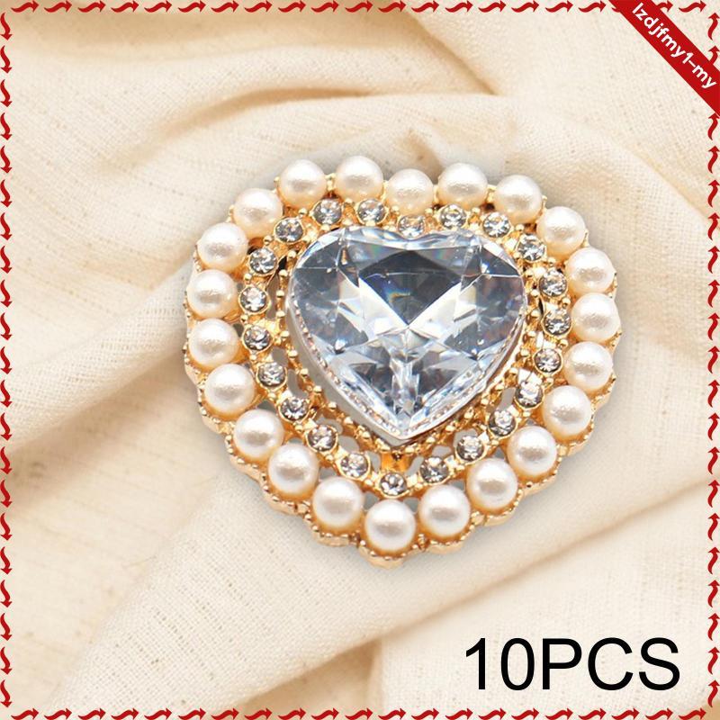 [leipupa] 10 Nút Hình Trái Tim, Nút Kim Cương Giả, Làm Đồ Trang Sức, Trang Trí, Thủ Công, Nút May Cho Áo Khoác, Áo Sơ Mi, Phù Hợp Với, Quần Áo