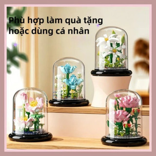 Lắp ráp hoa bất tử – Hoa hướng dương, hạt nhỏ kim cương, mô hình để bàn – Quà tặng Thất tịch, trang trí, có đế + vỏ bụi