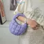 E-WOITD Thời Trang Mini Puffer Tote Túi Quilted Vòng Tròn Ví Điện Thoại Màu Tím Thanh Lịch Mềm Nylon Đệm Chìa Khóa Túi Xu Hướng Đơn Giản Túi Xách E-WOITD