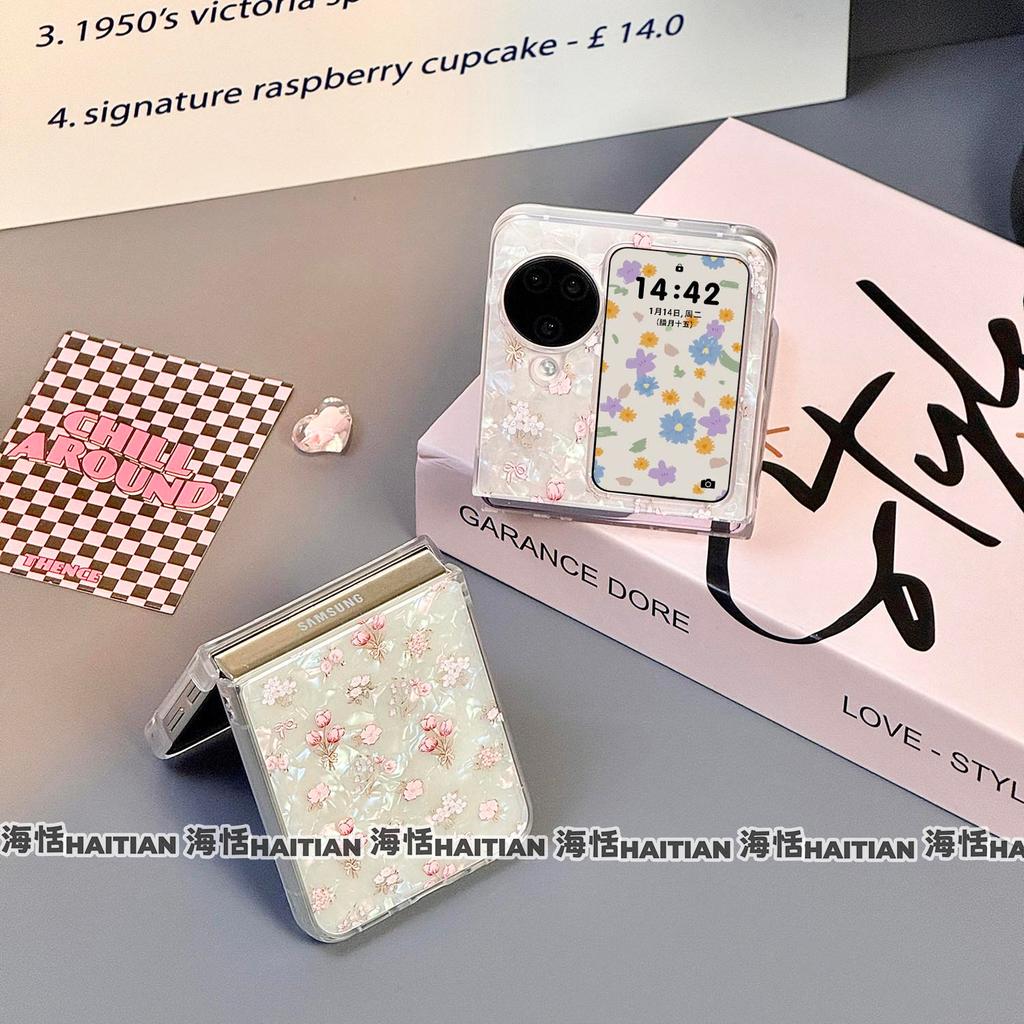 Thích hợp cho Ốp điện thoại hoa tulip hình vỏ Samsung Galaxy ZFlip7 ZFlip6 bao gồm dây buộc và vỏ cứng gấp tương thích với ZFlip 7 6 5 4 3 5G N3 Vỏ bảo vệ lật