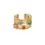 Vàng 18K Full Kim Cương Trái Tim Tình Yêu Nhiều Lớp Nhiều Màu Sắc Zircon Mở Nhẫn Ánh Sáng Cao Cấp Sang Trọng Cảm Giác Cao Cấp Không Phai Màu Trang Sức