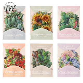 JIANWU Mùa Hè Rừng Mưa Series Vintage Cây Hoa Phong Cảnh Chất Liệu Cắt Dán PET Nhãn Dán Sáng Tạo DIY Tạp Chí Văn Phòng Phẩm