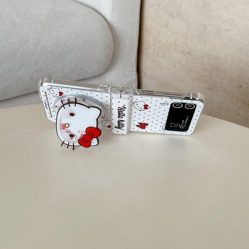 Thích Hợp Cho Samsung Galaxy ZFlip7 zflip6 Red Polka-Dot Kt Vỏ Điện Thoại Từ Tính Dây Gấp Vỏ Cứng Cho Z Flip 7 6 5 4 3 5G Vỏ Bảo Vệ