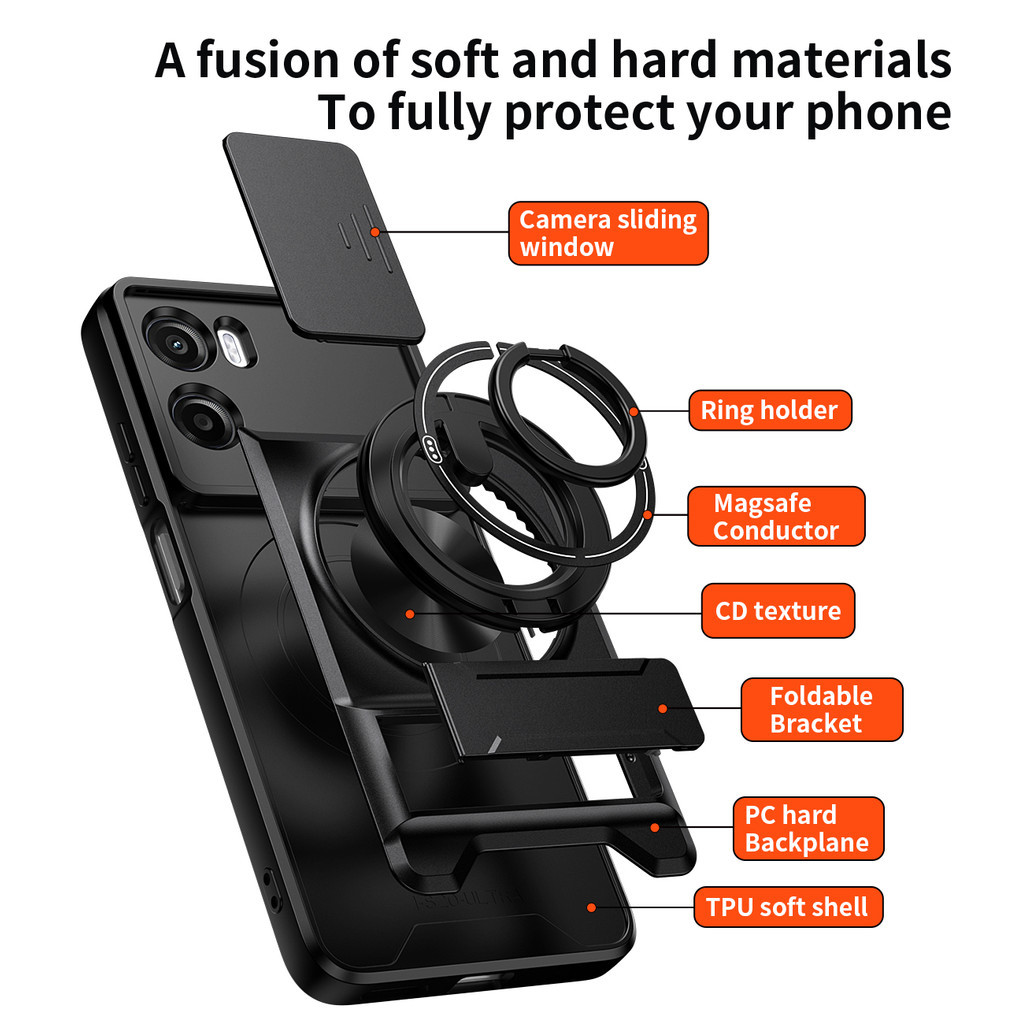 Ốp Điện Thoại Đa Năng Sang Trọng Thích Hợp Cho Motorola G05 G04 G04S G24 E14 E15 4G Dây 360°Giá đỡ vòng có vỏ máy ảnh Vỏ bảo vệ toàn diện chống sốc