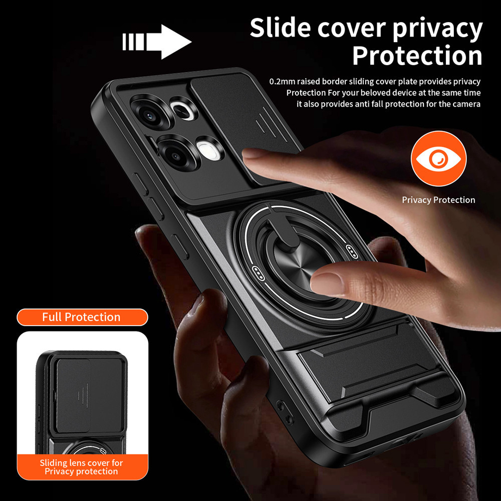 Ốp Điện Thoại Giá Đỡ Nhẫn 360 Thích Hợp Cho OPPO A6 Pro A78 A58 A77 A59 A3 A60 4G 5G Dây Trượt Bảo Vệ Camera Chân Đế Thẳng Đứng Gắn Xe Từ Tính Vỏ Bảo Vệ Chống Sốc