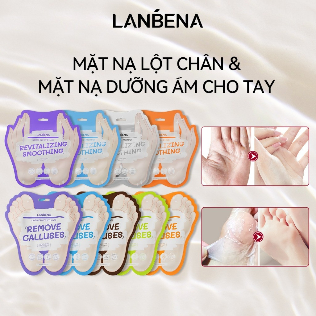 Lanbena Mặt nạ chân Chăm sóc bàn chân Mặt nạ tẩy tế bào chết Loại bỏ da chết Dưỡng ẩm Làm sáng da làm trắng da