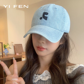 YIFEN Mỹ Retro Rửa Mũ Bóng Chày Denim Nữ Phiên Bản Hàn Quốc Thể Hiện Mặt Nhỏ Cặp Đôi Đường Phố Thêu Mũ Thường Ngày