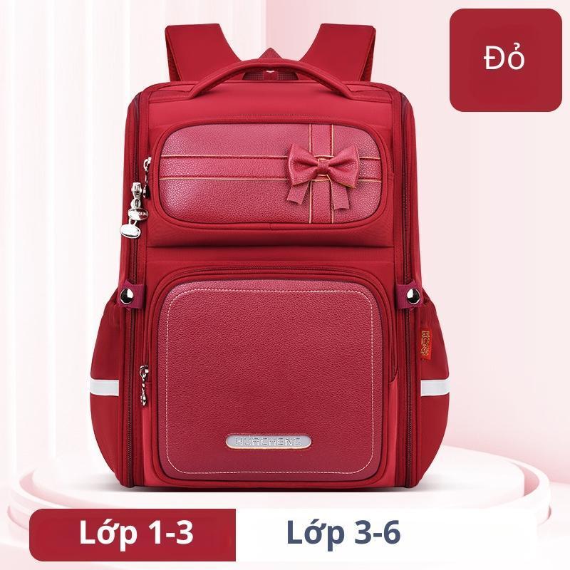 Balo Chống Gù Chống Thấm Nước, Balo Cho Bé Mẫu Mới Hình Nơ Basic Dáng Form Hộp Phù Hợp Bé Lớp 3 đến Lớp 6