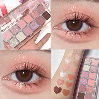 K 'APEINE Bảng phấn mắt 12 màu, lì, lấp lánh, bắt sáng, tạo khối tự nhiên, làm sáng, má hồng một màu