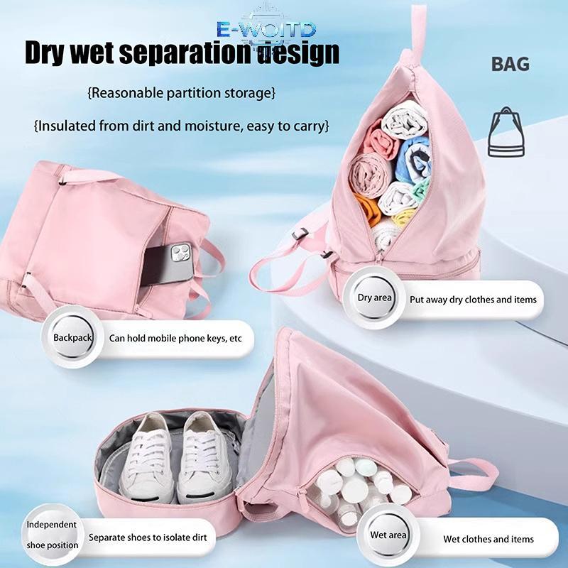 E-WOITD Ướt Khô Tách Thể Dục Túi Bơi Du Lịch Chống Thấm Nước Túi Thể Thao Bóng Rổ Túi Bóng Đá Đi Bộ Đường Dài Leo Núi Bapa E-WOITD