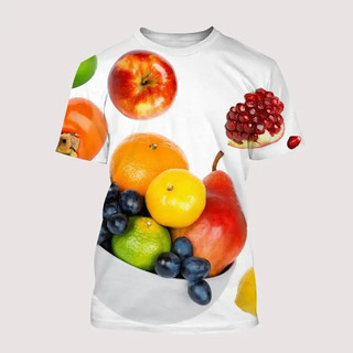 Unisex Nhanh Khô Áo Thun Thường Ngày Họa Tiết Trái Cây Mùa Hè 3D In Tee, Dạo Phố Hàng Ngày