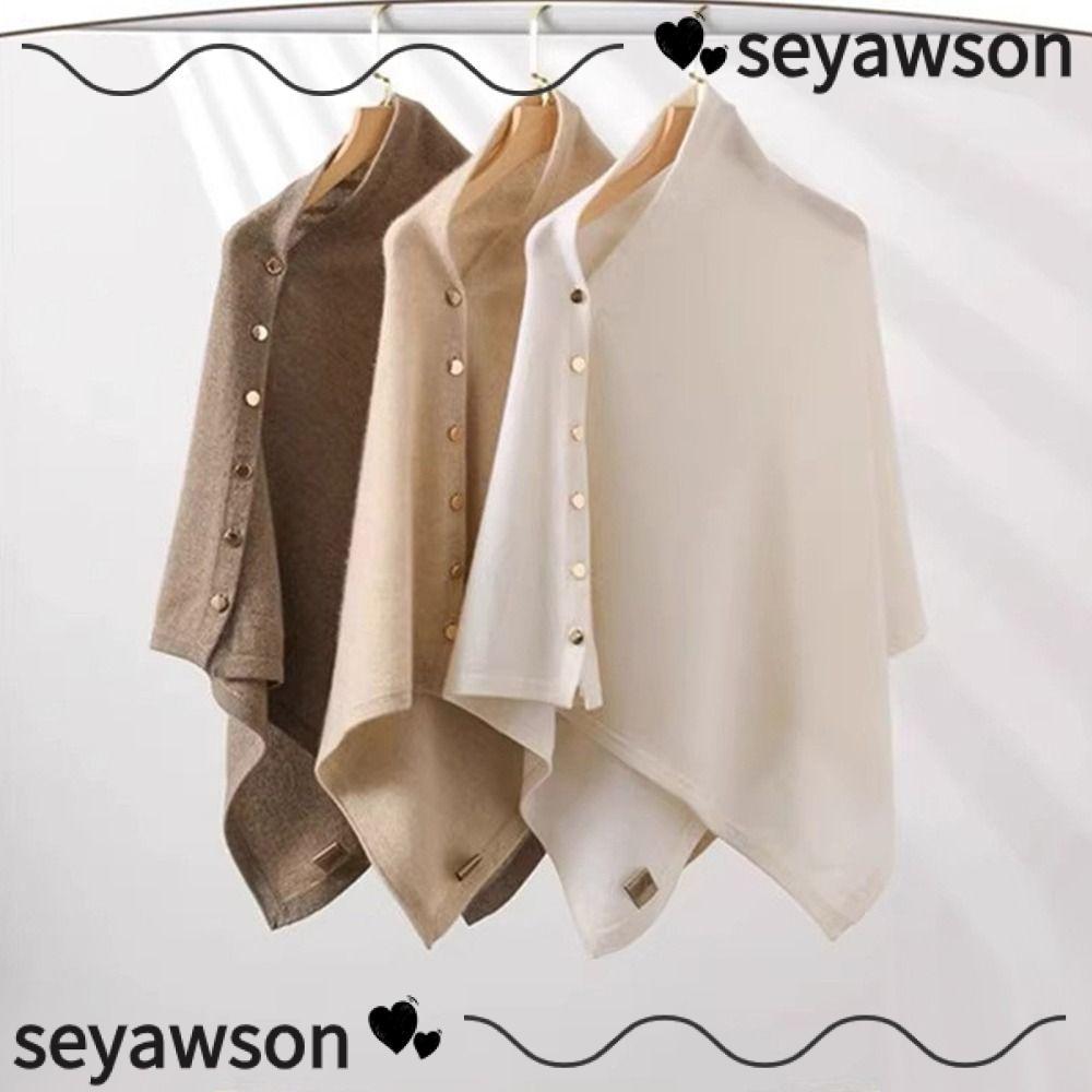 Khăn choàng SEYAWSON Pashmina poncho dày dệt kim, ấm áp phù hợp thời trang mùa thu đông