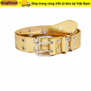 Thắt lưng đinh tán SNUGHOUSE, Punk Rock Style Star Eyelet Dây da Gothic, Dây thắt lưng khóa chốt đôi Hip Hop