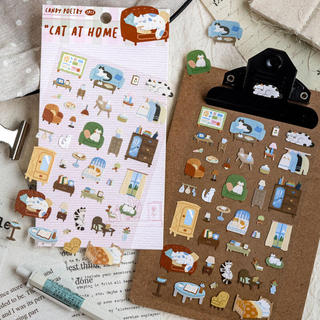 ENWEI 2 Chiếc [Dòng Giờ Giấy] Mèo Tại Nhà Vườn Chó Vintage Cắt Chết Miếng Dán Trang Trí Giấy Kraft Trắng Nghệ Thuật Giấy Phủ Cho Tạp Chí Sổ Lưu Niệm