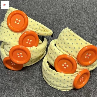 Băng đô nút lớn - Phụ kiện tóc viền rộng hình trái tim màu vàng sáng dành cho nữ