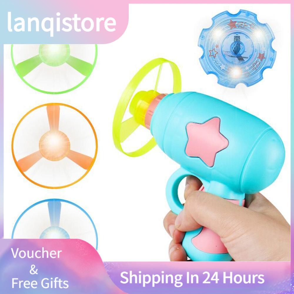 lanqistore Đĩa bay con quay hồi chuyển 2 trong 1 Súng phóng đĩa Đồ chơi Bộ đồ chơi tương tác cho trẻ em (7 chiếc)