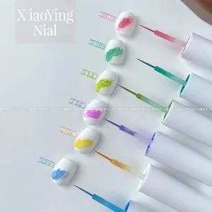 Huasidie-Quick-Drying 6 Màu Kem Mùa Hè Smudge Liquid 6ml Làm Móng Tay Smudge Liquid Water-Based Painting Nail Polish