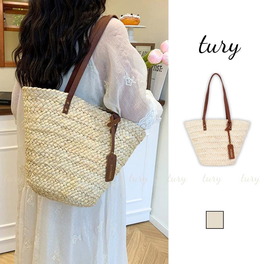 Túi Cói Nữ - Tury - Túi Cói Kẹp Nách Basic Có Tag Thời Trang Mùa Hè - TC041