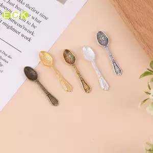 10 Cái / bộ Vintage Mini Dao Kéo Thìa Nhà Búp Bê Thu Nhỏ Bộ Đồ Ăn Đồ Chơi Trẻ Em Trang Trí Nhà Búp Bê Đẹp