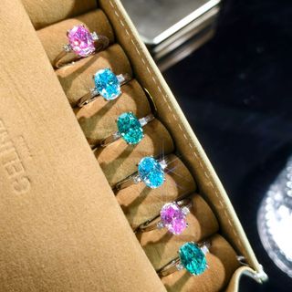 Châu Âu Mỹ ins Phong Cách Mới Nhẫn Zircon Nhiều Màu Sắc Nữ