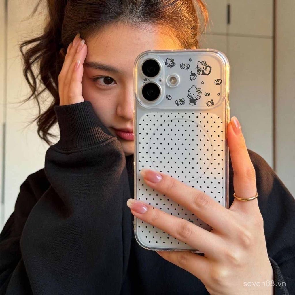 Ốp Điện Thoại Thích Hợp Cho iPhone XS XR 11 12 13 14 15 16 17 Pro max Plus Air Polka Dot KT Cat Vỏ Bảo Vệ Chống Sốc Bao Gồm Tất Cả NN6A