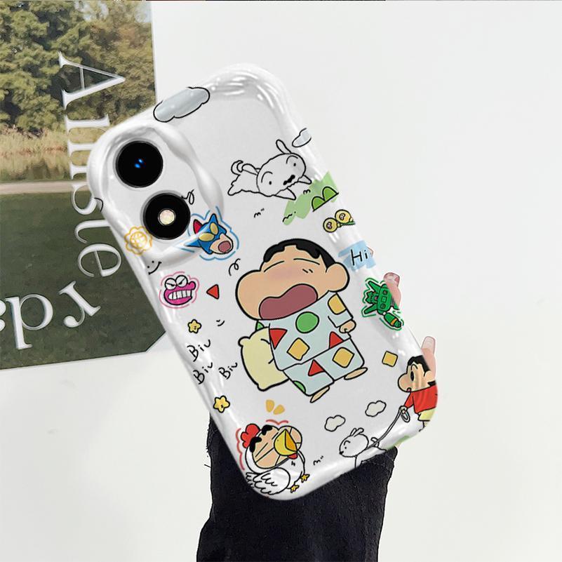 Ốp Lưng Cho OPPO A17 A17K A58 4G A60 4G Vỏ Kem Hoạt Hình Crayon Shin-chan Cặp Đôi Mềm TPU 3D Sóng Silicon Vỏ Điện Thoại