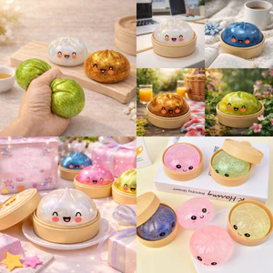Soft Slime Họa Tiết Lấp Lánh Bun Squishy Lớn 8.5cm Sáng Bóng Hấp Bun Squishy Giảm Căng Thẳng Fidget Đồ Chơi Cho Trẻ Em Và Người Lớn