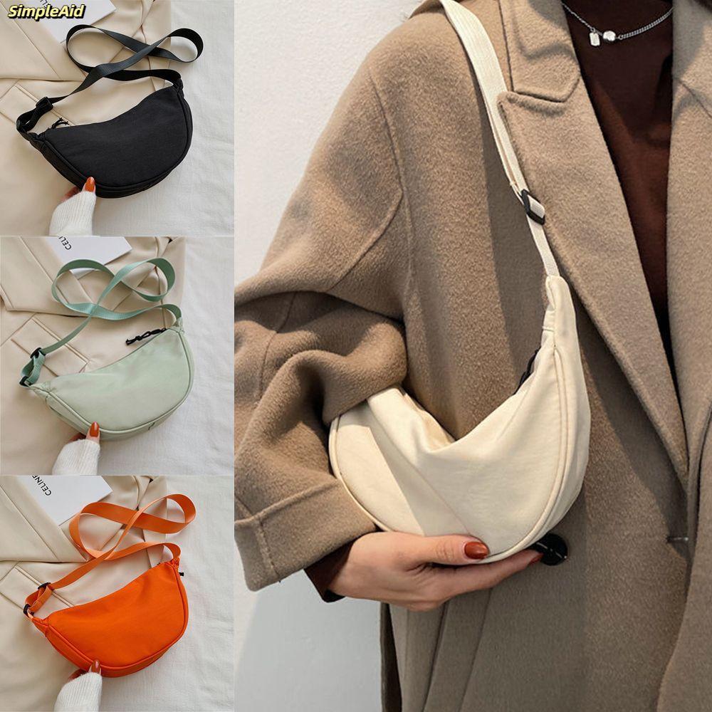 [Vận chuyển nhanh] Túi đeo vai SIMPLEAID Túi đeo nách Nylon Hobos thông thường màu cam