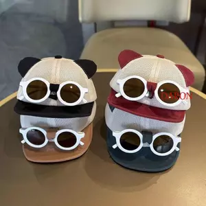 Mũ lưỡi vịt DARON, Mũ lưới thoáng khí cho trẻ em có kính râm, Tai mèo mỏng có thể điều chỉnh nhẹ Mũ chống nắng cho trẻ sơ sinh Hoạt động ngoài trời