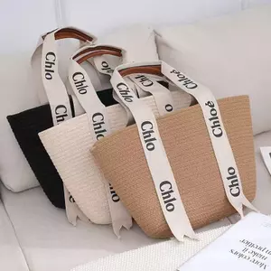 Dây Cotton Dệt Túi Xách Kỳ Nghỉ Phong Cách Giải Trí Túi Đi Biển Phong Cách Dung Tích Lớn Đi Lại Túi Đeo Vai Giỏ Rau JRUE