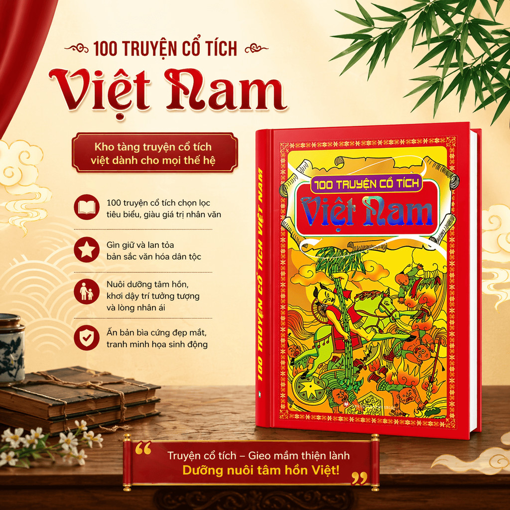 Bìa sách 100 Truyện Cổ Tích Việt Nam - Tái Bản Bìa Cứng